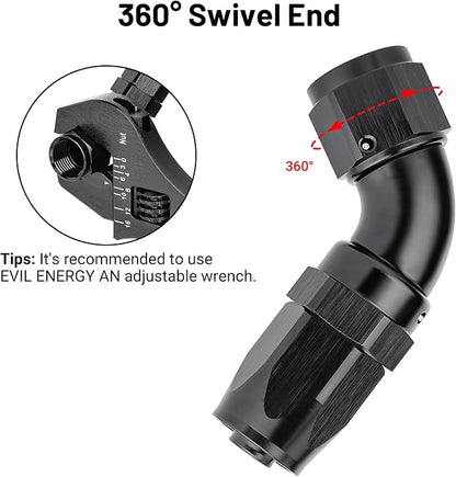 EVIL ENERGY 8AN 60 Degree One Piece Full Flow Hose End Fitting Swivel - Image 4