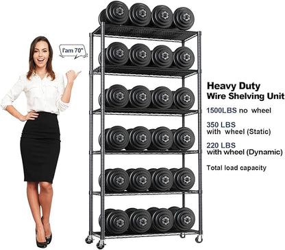 Himix 73''H X 35.5''W X14''D 6 Tier Wire Shelf - Image 6