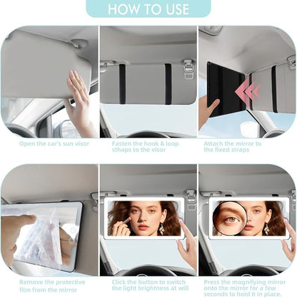 Car Sun Visor Vanity Mirror, Rechargeable Led Dimmable Makeup Mirror, - Image 7