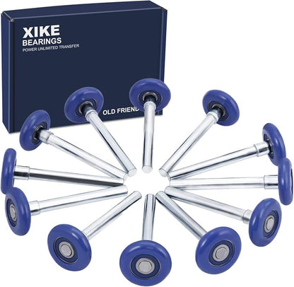 XiKe 12 Pack Blue 2" Nylon Garage Door Roller 4" Stem, Quiet/Durable and High by XIKE+BEARINGS