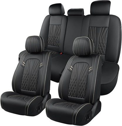 Leather Car Seat Covers 5 Pieces, Full Set Universal Seat Covers by MINGBRONCARSEATCOVER