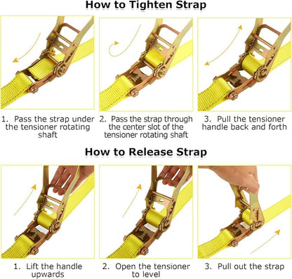4 Pack 2 Inch Ratchet Straps Heavy Duty 20ft Tie Down Straps Ratchet - Image 6