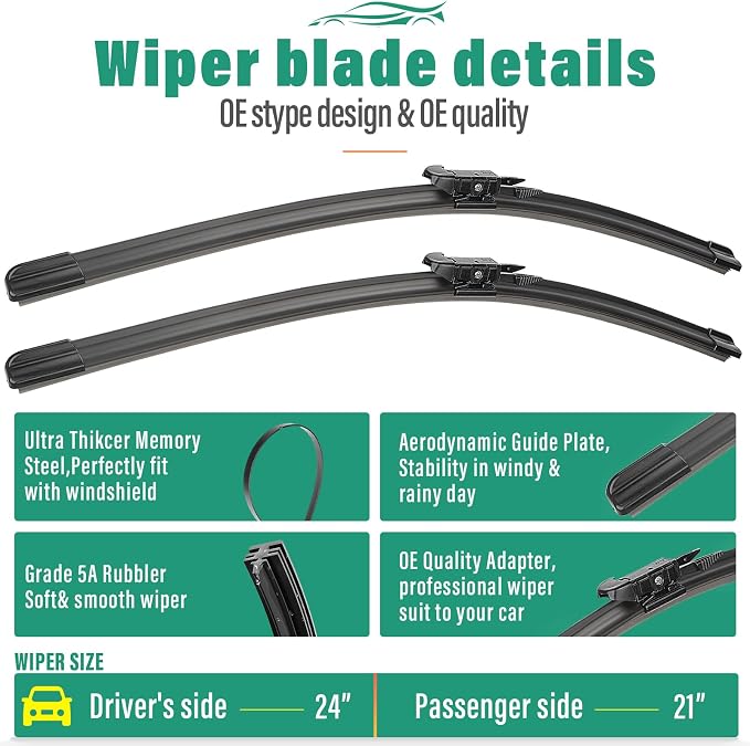 24" 21" 12" Windshield Wiper Blades Replacement - Image 3
