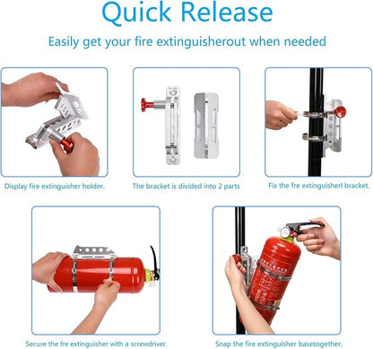 Vehicle Fire Extinguisher Mount Bracket, Aluminum Adjustable Quick Release Roll - Image 7