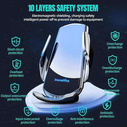 Wireless Car Charger, MAX 15W Fast Charging Auto Clamping, Sensing Phone Holder - Image 7