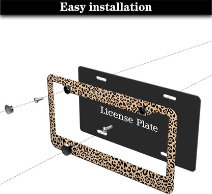 License Plate Frames Leopard Print Fun License Plate Frame Protector Cute - Image 7