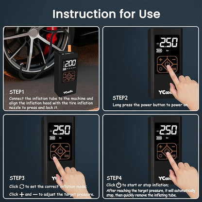 150 PSI Tire Inflator Portable Air Compressor, 8000mAh Battery Auto Shut-Off - Image 4