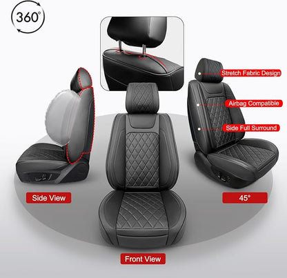 2 Pack Leather Front Car Seat Covers, Universal Breathable Full Surround - Image 3