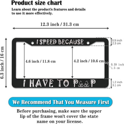 License Plate Frame Black and White Front License Plate Bracket I Speed Because - Image 2