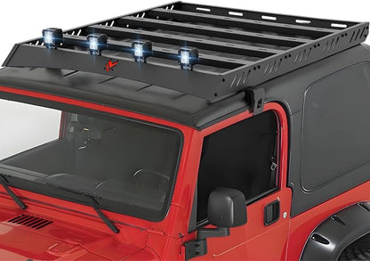 Roof Rack Cargo Basket with 4PCS LED Light Bar Compatible by YZONA