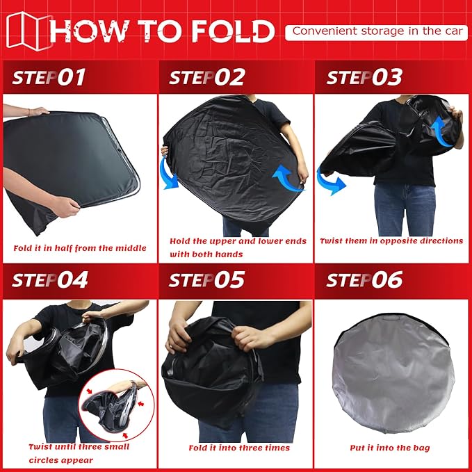 KAYZT Windshield Sun Shade for 2007-2011 Toyota Camry Foldable Sunshade Front - Image 6
