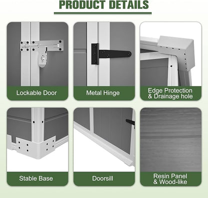 6x6 Resin Outdoor Storage Shed Kit-Perfect to Store Patio Furniture, Garden - Image 8