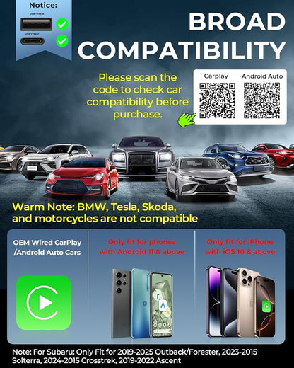 AuroraLink Wireless Carplay & Android Auto Wireless Adapter 2-in-1 Fast & - Image 6