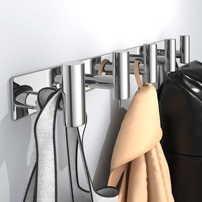Wall Mounted Coat Rack-5 Hooks, Heavy Duty Stainless Steel Hook Rail by VINHOLD
