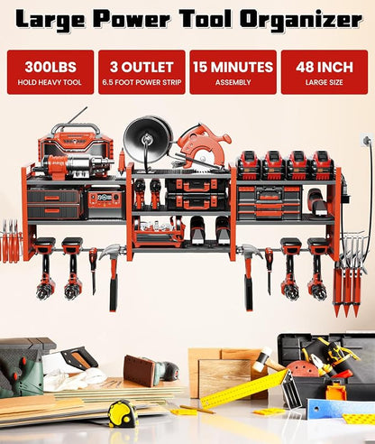 Heavy-Duty 48" Wall Mount Power Tool Organizer - Image 2