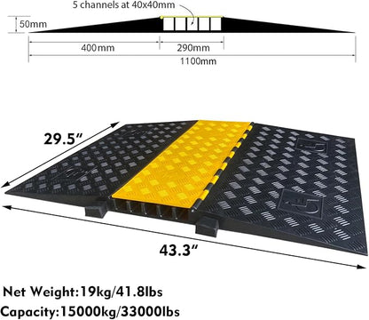 Rubber Cable Ramp 5 Channel Drive Over Hose Cable Protector Outdoor 22000Lbs - Image 3