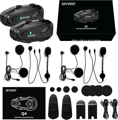 Q4 Motorcycle Bluetooth Communication System Headset Intercom, 4 Riders 1500m - Image 8