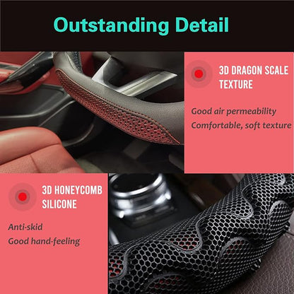 PINCTROT D Shaped 14.5-15 Inch Steering Wheel Cover Great Grip - Image 3
