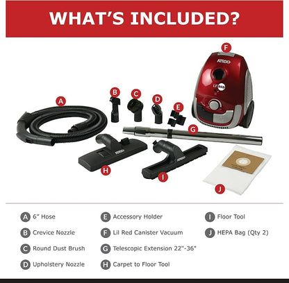 AHSC-1 Atrix Lil Red Canister Vacuum Portable Canister vacuum w/ 2 Quart HEPA - Image 2