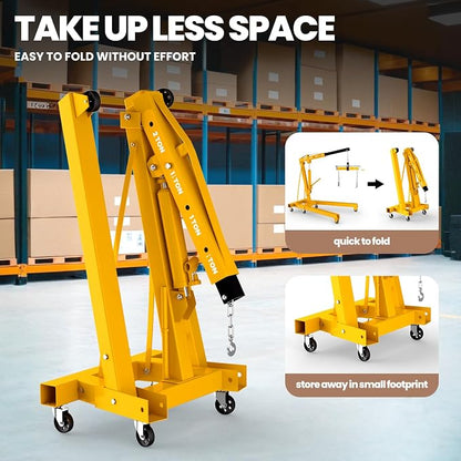 2 Ton Engine Hoist with Leveler 4409 LBS Folding Cherry Picker Engine Hoist - Image 5