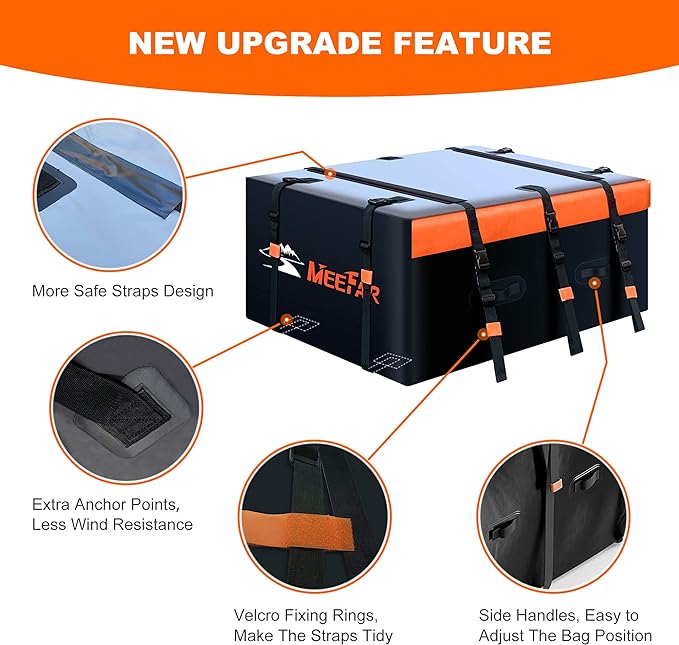 MeeFar Rooftop Cargo Carrier Car Roof Bag 21 Cubic Feet 100% Waterproof Car Top - Image 3