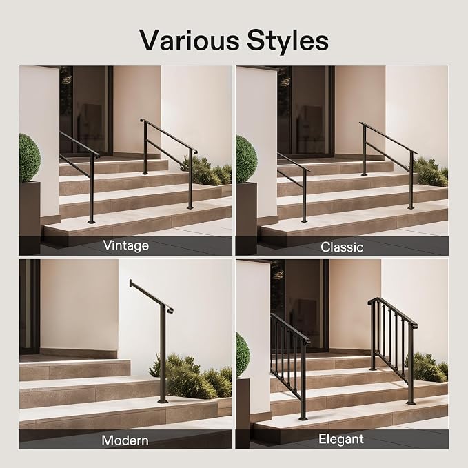 VIVOSUN 2-Pack Outdoor Handrail, 4 Step Stair Handrail, Wrought Mattle Iron - Image 7