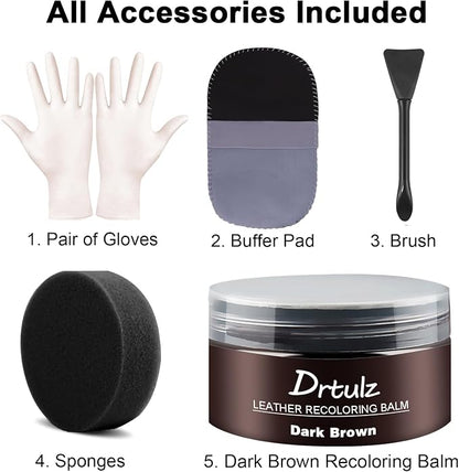 Dark Brown Leather Recoloring Balm, Leather Repair Kit - Image 6