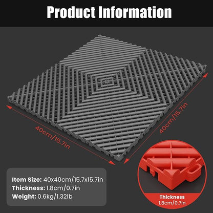 15.7"x15.7" Garage Flooring Tiles, Non-Slip Interlocking Plastic Garage Floor - Image 3