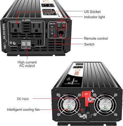 Xijia 3000W Pure Sine Wave Inverter DC 72V to AC 120V 60HZ Solar Converter - Image 2