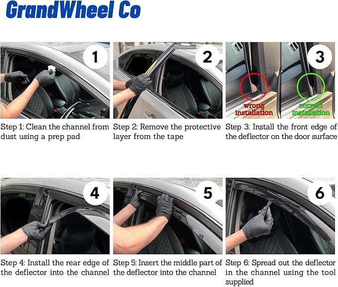 Window Deflectors Smoke Tinted in-Channel Side Window Vent Visor Deflectors - Image 2