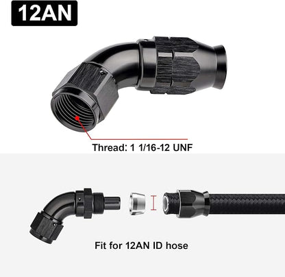 EVIL ENERGY 12AN 60 Degree PTFE One Piece Full Flow End Hose Fitting Aluminum - Image 4