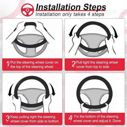 alpmosn Elastic Stretch Steering Wheel Cover, Universal Interior Accessories - Image 4