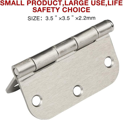6 Pack Rounded Brushed Nickel Door Hinges 3.5 x 3-1/2" Inch, 5/8" Radius - Image 6