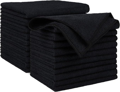AIDEA Microfiber Cleaning Cloth Black 20PK, Microfiber Towels by AIDEAHOME