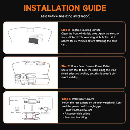 360° Dash Cam Front and Rear Inside, 4 Channel FHD 4 * 1080P, Wi-Fi GPS Voice - Image 9