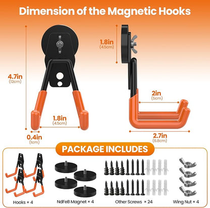 4 Pack Large Heavy Duty Magnetic Hook Extra Strong Magnetic Garage Hooks Big - Image 2