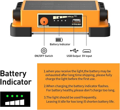 120W Solar Rechargeable Work Light, 144 LED 10000LM Led Work Light - Image 4