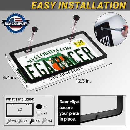 Premium Slim Matte Black License Plate Frames – 2 Pack, Rust-Free Stainless - Image 7