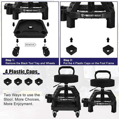Rolling Shop Stool with Wheels, Heavy Duty Garage Work Mechanic Stool with - Image 9