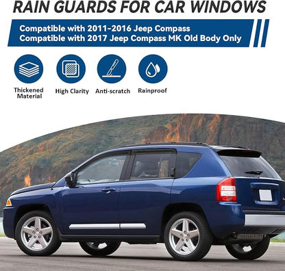 4pcs Front+Rear Smoke Tint Sun/Rain Guard Outside Mount Tape-On Vent Window - Image 2