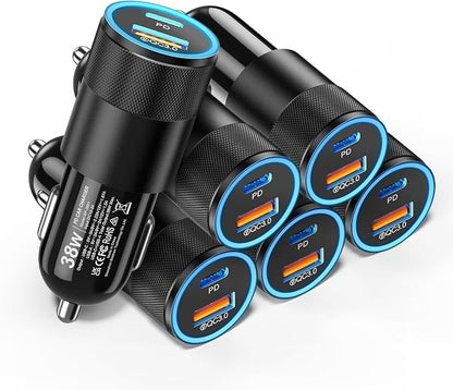 6 Pack USB C Car Charger, Ancekoy 38W Dual USB-C + USB-A Car Charger Adapter by Ancekoy