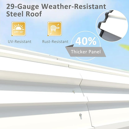 12x20 FT Outdoor Carport with Metal Roof, Heavy Duty Metal Carport Canopy - Image 6