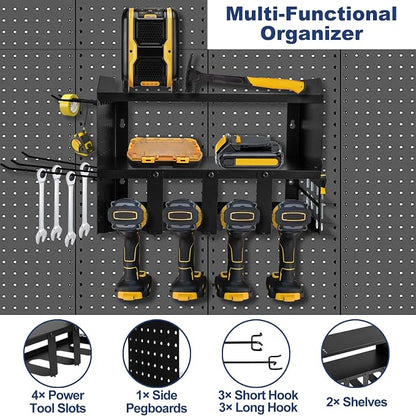 Heavy-Duty Power Tool Organizer Wall Mount, 3-Tier Drill Storage Rack - Image 2