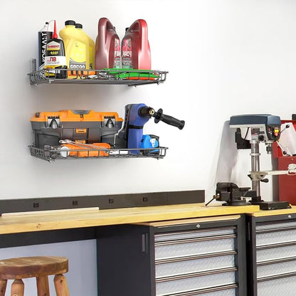 TORACK 2-Pack 12x18 Inch Wall-Mounted Shelves, Garage Wall Shelf - Image 5