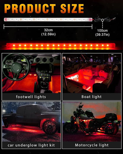 Qasim Car LED Strip Light 12V Red 12.5''/32CM - Image 2