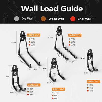 Garage Storage Hooks, 12 Pack Steel Heavy Duty Wall Mount Hooks - Image 2
