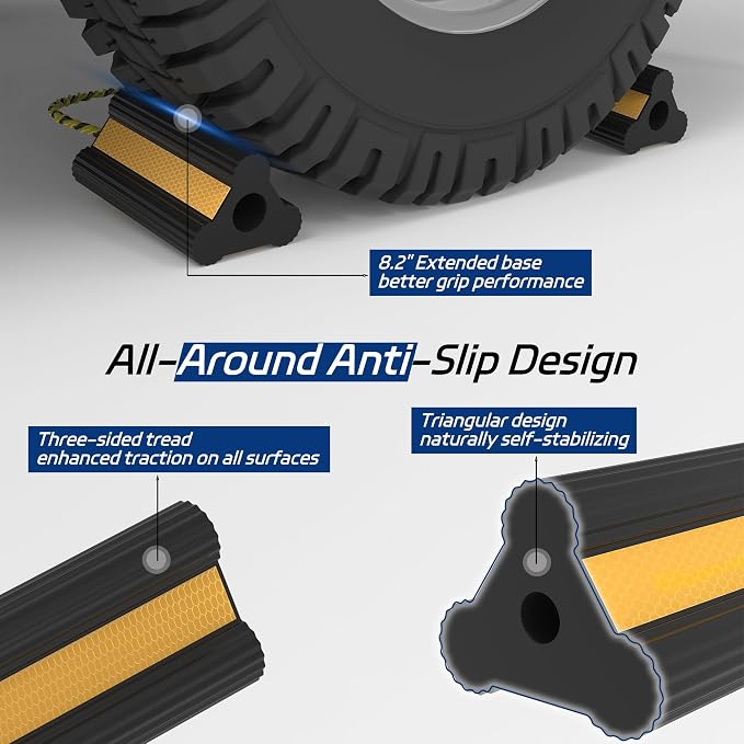 Heavy Duty Rubber Wheel Chock, Non-Slip Tire Stopper - Image 3