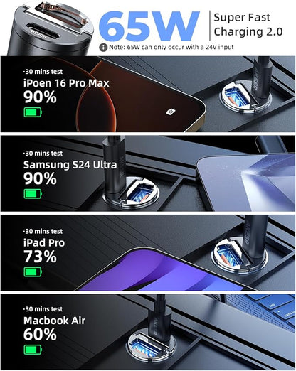 65W USB C Car Charger Fast Charging，12V USB Outlet Accesorios para - Image 4