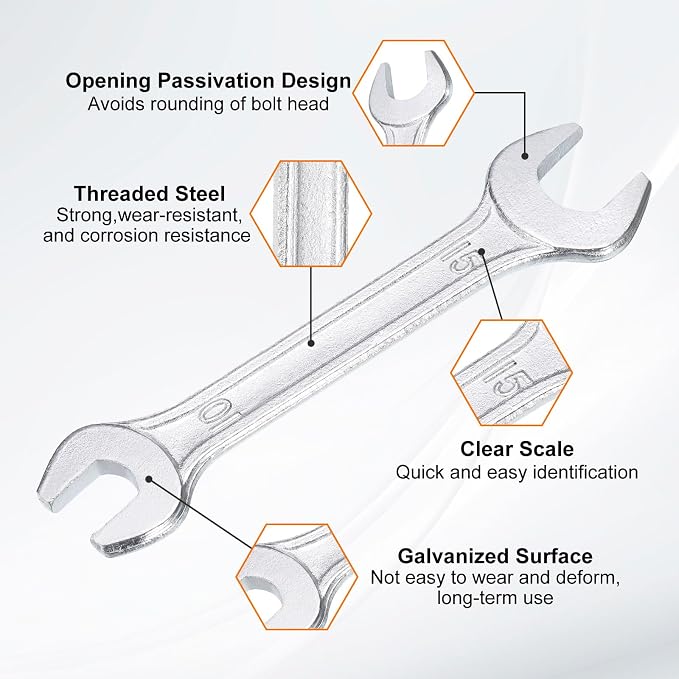 HARFINGTON Double Open End Wrench 10mm x 15mm Metric 15 Degree Offset Angle - Image 4