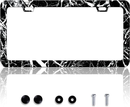 Black White Camouflage License Plate Frame Branches Trunks Camo License Plate by HOWKWAWY